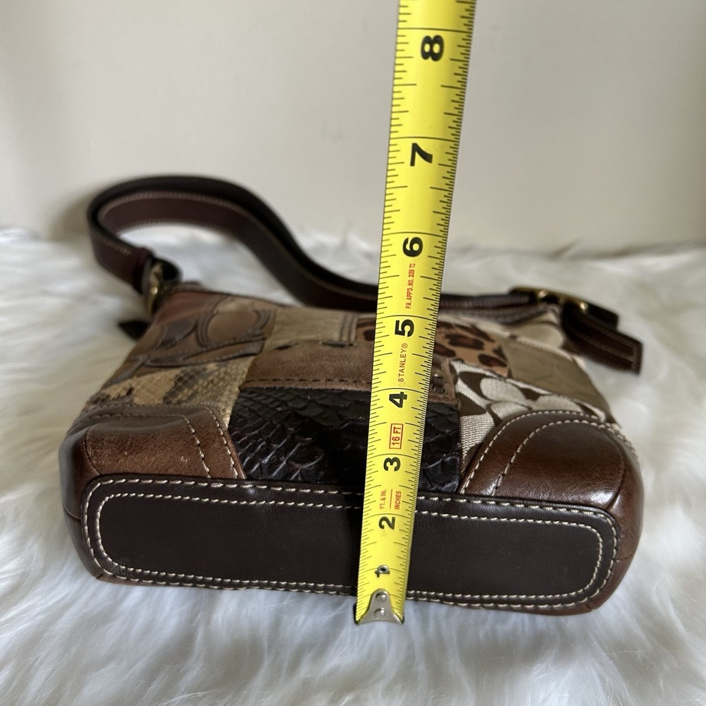 Coach Vintage Patchwork Animal Print Brown Canvas Leather Hobo Bag Excellent - Picture 8 of 8